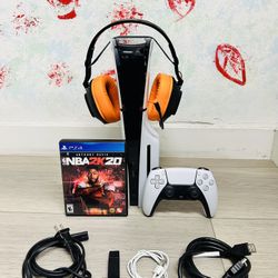 PlayStation 5 Slim  Disc Version - 1TB  , Bonus 1 Game , 1 Headset ( Used Very New )