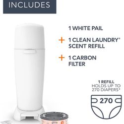 Diaper Genie Complete Diaper Pail (White) With 6 Bag Refills