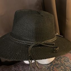 New Black Wicker cowboy Hat With Braiding On 