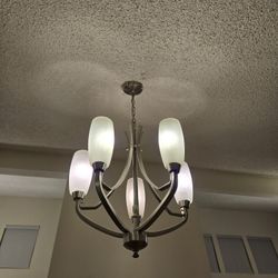 5-Light Nickel Chandelier with Clear Glass Hanging Ceiling Light Fixture