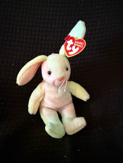 Ty Basket Beanies Hippie Pastel Easter Bunny – Retired – Original Tag – Easter Ornament