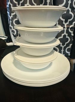 Corelle Winter Frost White Stackable bowls and plates