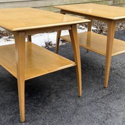 Haywood Wakefield pair of side Tables platinum M1 502G.
