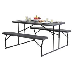 Outdoor Folding Picnic Table with Benches
