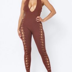 Jumpsuit, brown and gray available