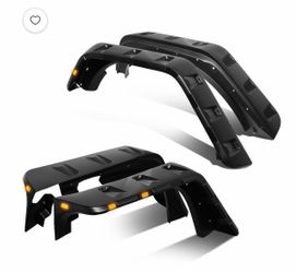 4Pcs Pocket-Riveted Style Wheel Fender Flares with LED,Black for 2007-2018 Jeep Wranger JK