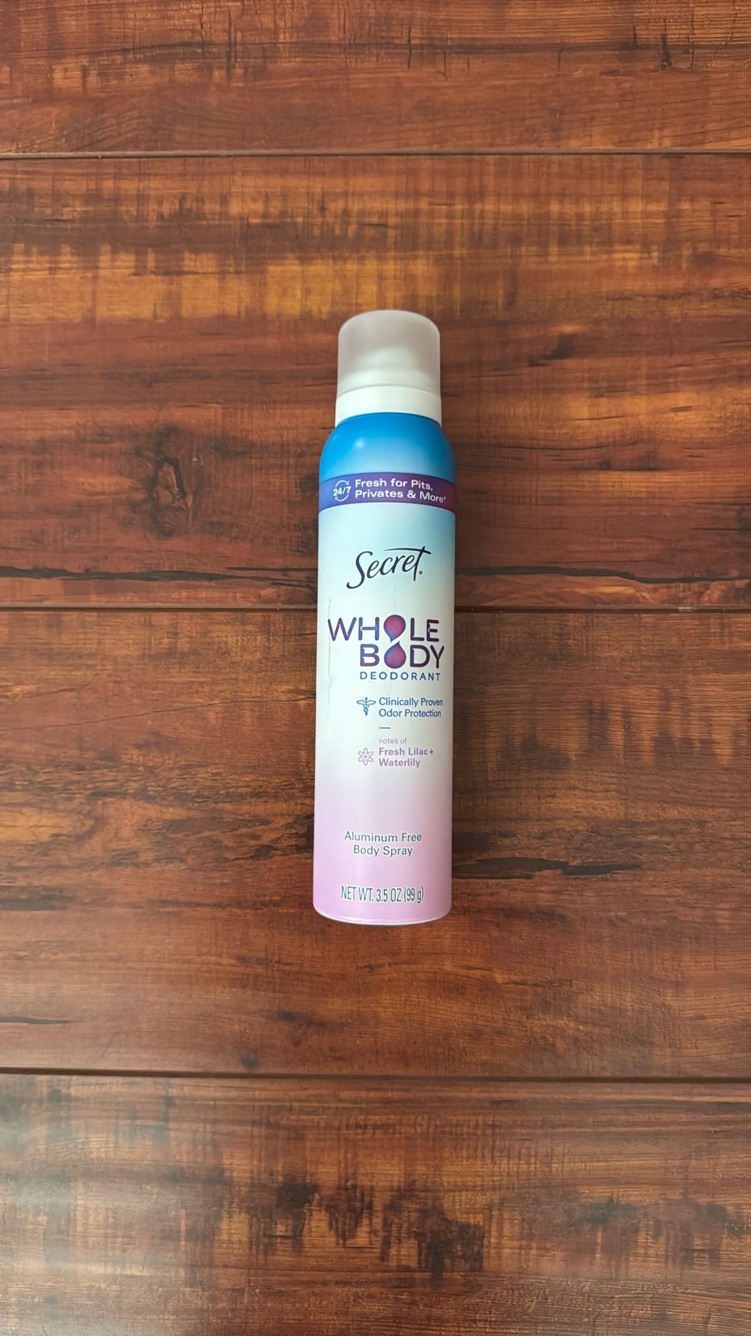 Secret WHOLE BODY Odor Protection Deodorant; ALUMINUM FREE Body Spray: Notes Of Fresh Lilac + Waterlily Scent 3.5 oz