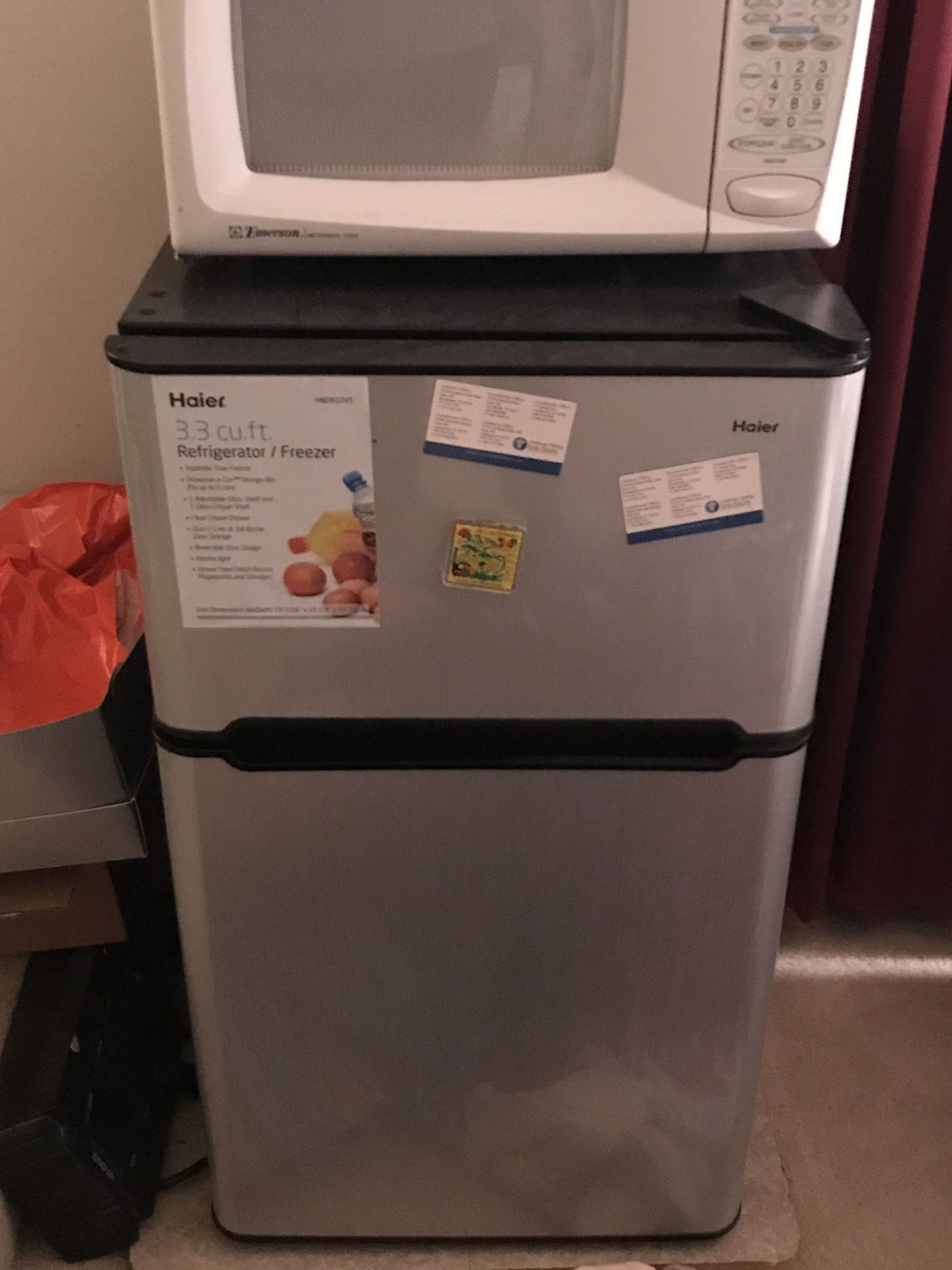 Small refrigerator & freezer for bedroom or living room