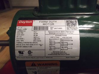 Dayton. Farm duty motor. HP 1/2. 1725 rpm