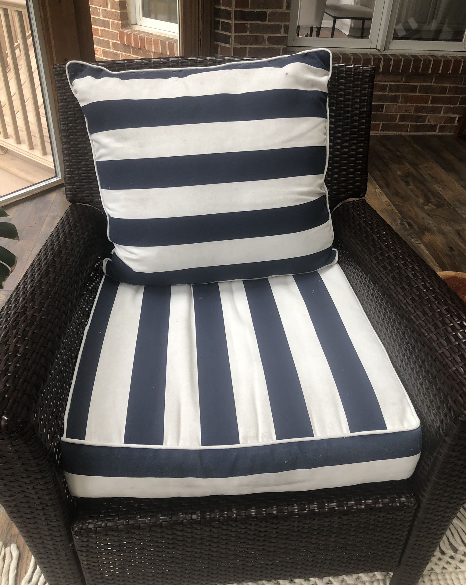 Nautica Home Navy and White Striped Patio Cushions (Set of 2)
