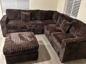 4-pc sectional sofa with ottoman chocolate