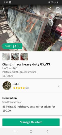 85inch x33 inch giant mirror