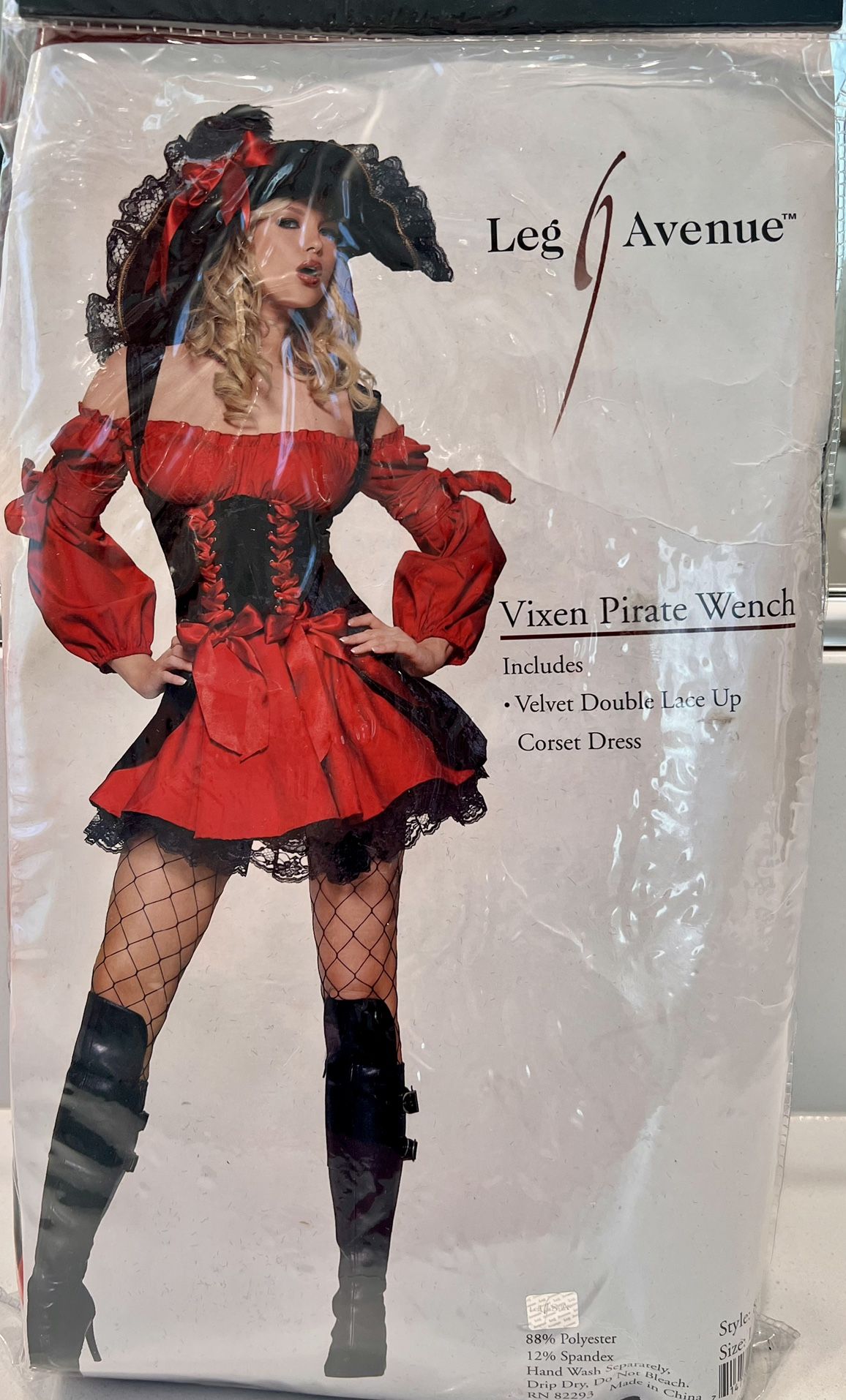 Leg Avenue Vixen Pirate Wench Women’s Large Velvet Double Lace Up Corset Dress