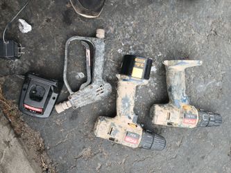 Two drills and a pressure sprayer