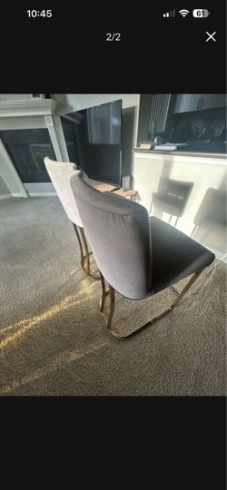 2 Grey Velvet Dining Chair Gold Frame