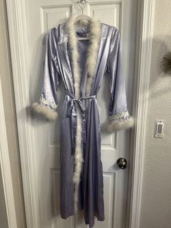 Vintage Lavender Satin Robe, Small Medium