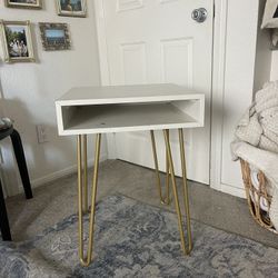 white & gold modern side table!