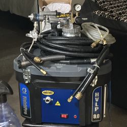 Greco HVLP / 9.0 Turbo / Finish Pro Package With Only A Few Hours On It . Greco Spray Gun , portable pot 3 Hoses The $2800 Package .
