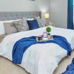 New King Size Grey Platform Bed Frame 