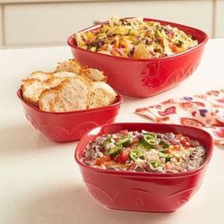 Marbella Stoneware Ruby Square Nesting Bowls Set of 3