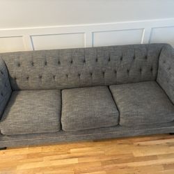 Bobs Grey 3 Piece Sofa, Loveseat, Ottoman Set 