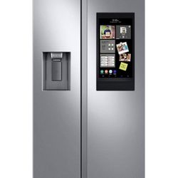Samsung - 26.7 cu. ft. Side-by-Side Smart Refrigerator with 21.5" Touch-Screen Family Hub - Stainless Steel