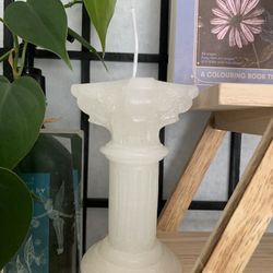 Handmade Hand Poured White/Clear Greek Pillar Greek Goddess Candle Decorative Candle Aesthetic Candles Room Decor Home Decor Wax Melt 