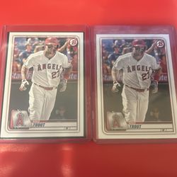 (2) Topps 2020 Bowman Mike Trout Los Angeles Angels Baseball Card #1