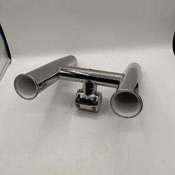 1.25" Rail Clamp on 2 Tubes Rocket Launcher Fishing Rod Holder, Stainless Steel, Heavy Duty