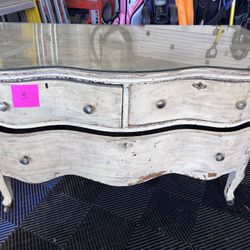 Vintage French Country Curved Dresser / Console – Distressed Finish