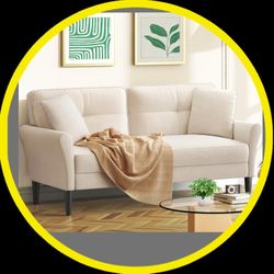 Small Sofa, Soft Small Couch with 2 Pillow