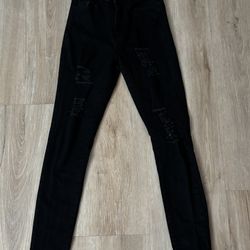H&Y Fashion Black Ripped High waisted Skinny Jeans Size 3/4