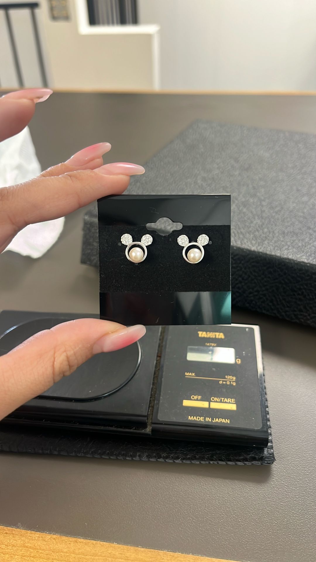 Mickey Mouse Ears Pearl Earrings Silver