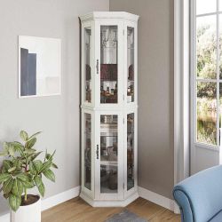 Lorona Glass Door Corner Curio Cabinet