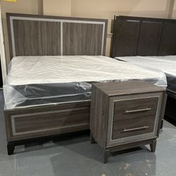 King Bed Frame & Nightstand 
