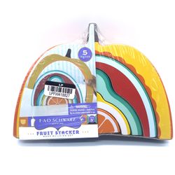 Fao Schwarz 5 pc Fruit Stacker Wood NWT Puzzle Building Set