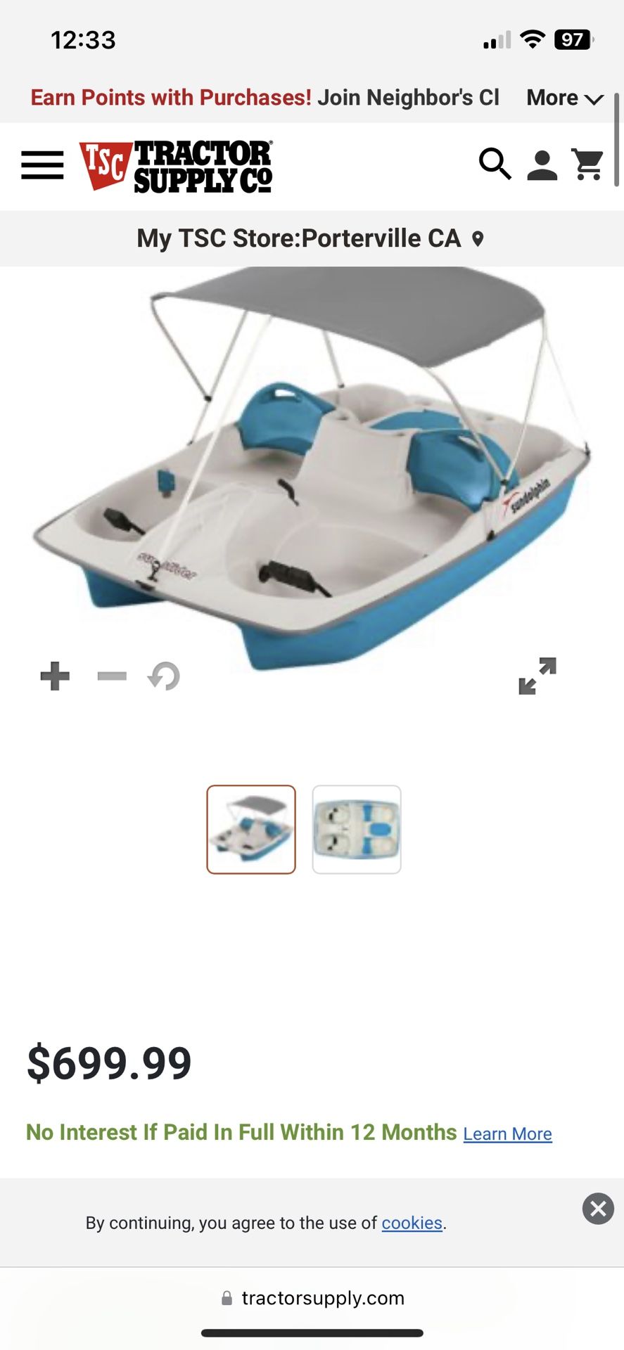 Dolphin Sun Slider Pedal Boat with Canopy - Blue 