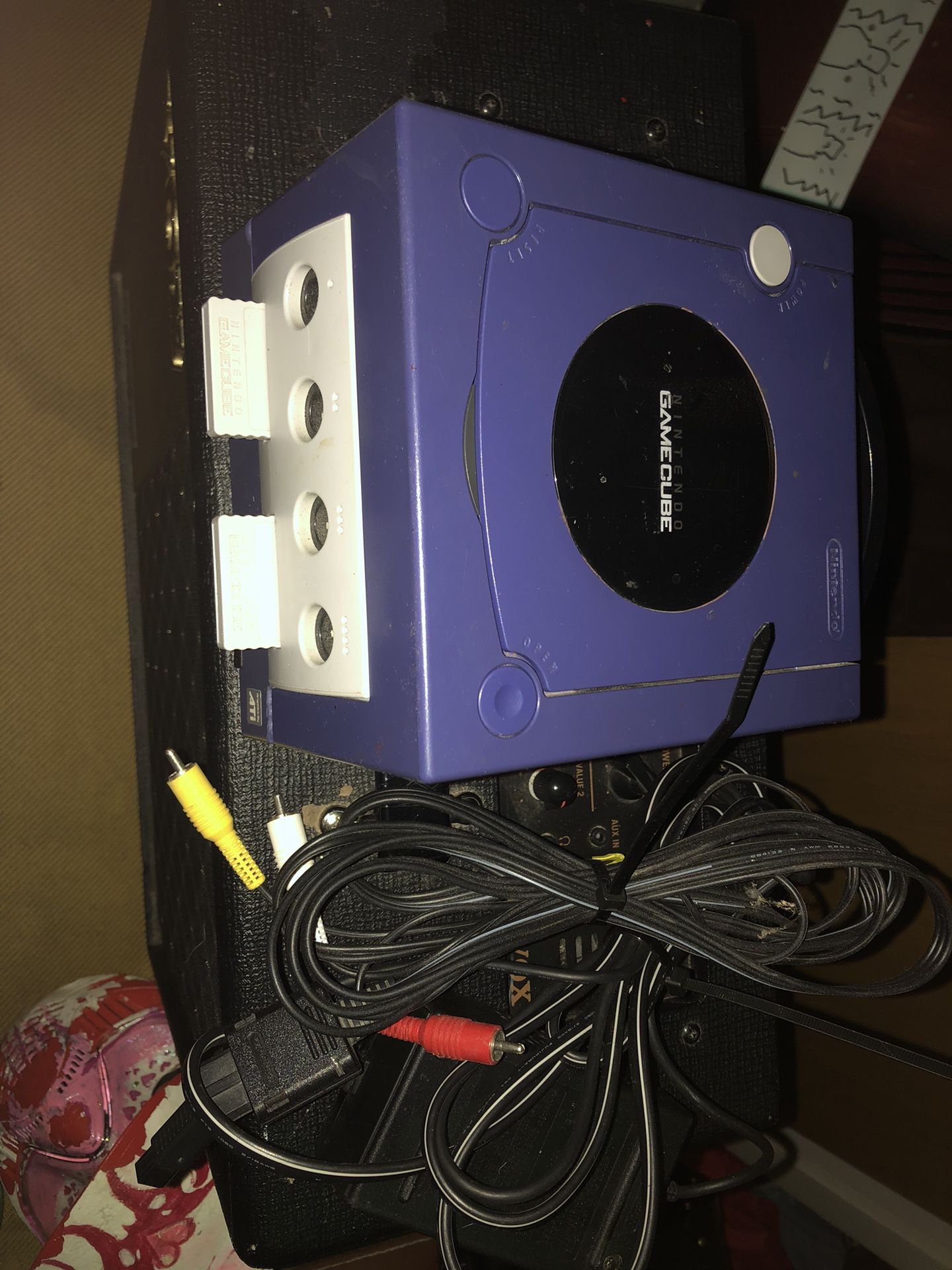 GameCube With Oem Cords And Memory Cards
