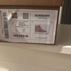 Burberry High Top Sneakers Kid Shoes Size 1