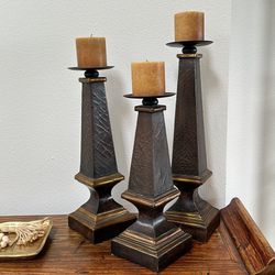 3 Candle Holders Of Staggered Heights