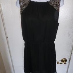 Greylin Black Beaded Mini Dress