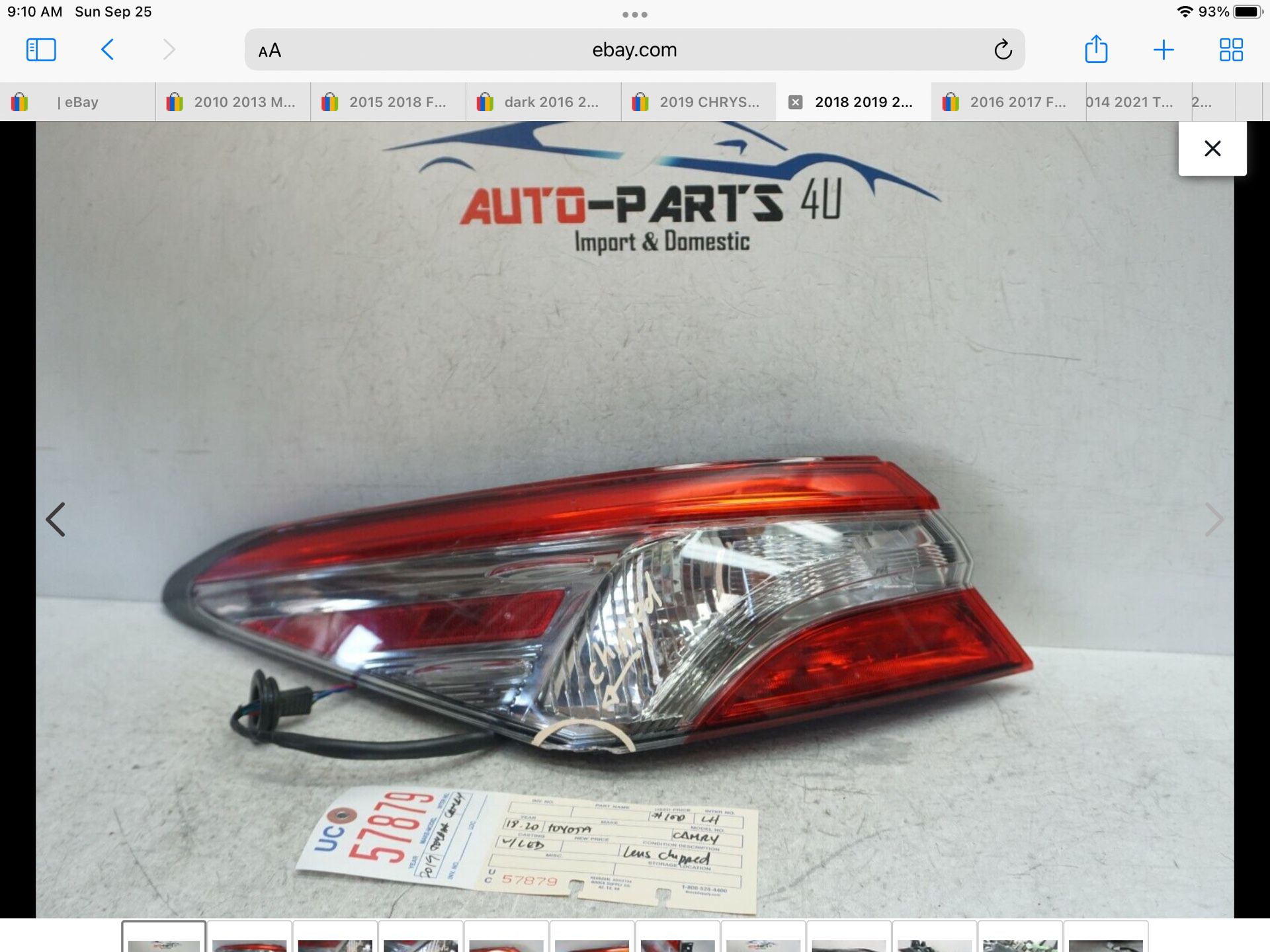 chipped 2018-2020 TOYOTA CAMRY LED LEFT DRIVER TAIL LIGHT 2019 OEM UC57879