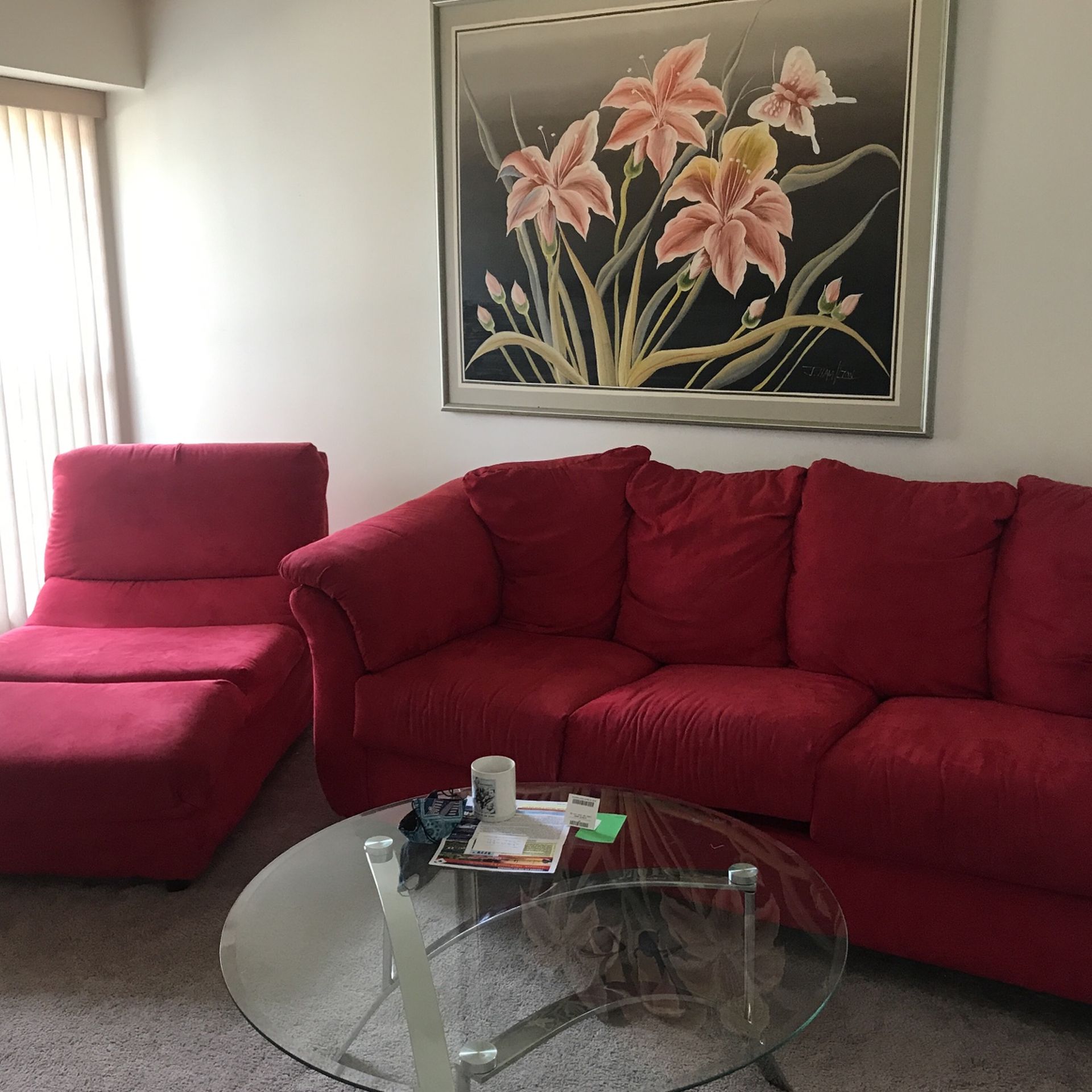 Red Couch and Chaise