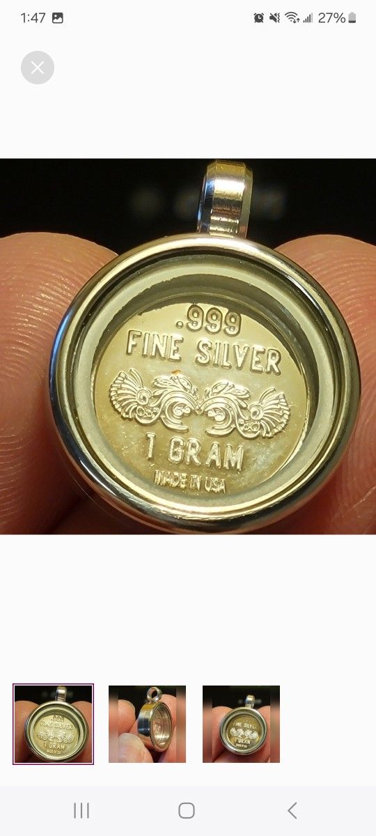 .999 Fine Silver Pendant - 20mm