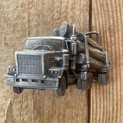 Vintage 1979 Indiana Metal Craft Logging Truck Belt Buckle - Heavyweight 9.2 OZ, 3"x3"