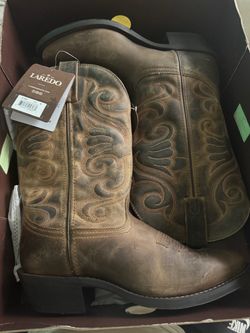Laredo Womens Bridget Embroidered Round Toe Casual Boots Mid Calf Low Heel 1-2" - Brown size 8.5