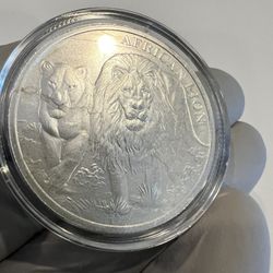 1 Oz Fine Silver Round - 2016 5000 Francs Republic Of Congo African Lion 