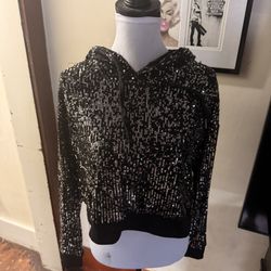 Calvin Klein Jeans Black Sequin Hoodie – Women’s Large