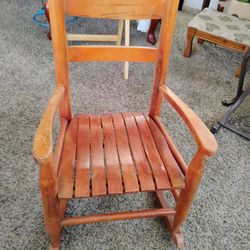 Child's Red Wood Rocker Chair