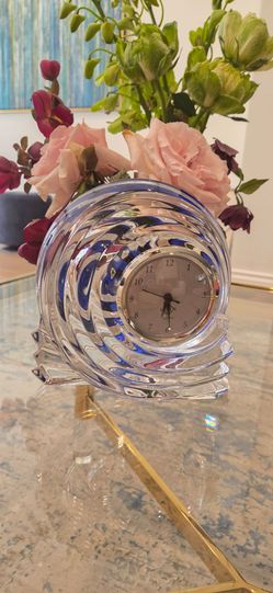 Brand New Lenox Crystal Snail Shape Desk/Mantle Clock